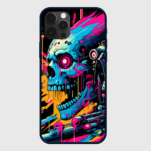 Чехол iPhone 12 Pro Cool cyber skull - ai art / 3D-Черный – фото 1