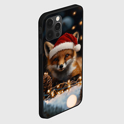 Чехол для iPhone 12 Pro Лисица в новогодней шапочке, цвет: 3D-черный — фото 2