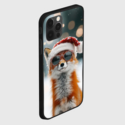 Чехол для iPhone 12 Pro Новогодняя лисица в круглых очках, цвет: 3D-черный — фото 2