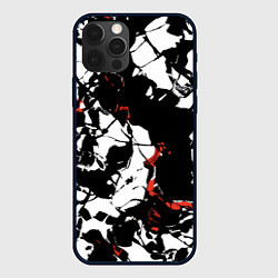Чехол для iPhone 12 Pro Черно-красный камуфляж, цвет: 3D-черный