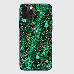 Чехол для iPhone 12 Pro Змеиная зелёная кожа, цвет: 3D-черный