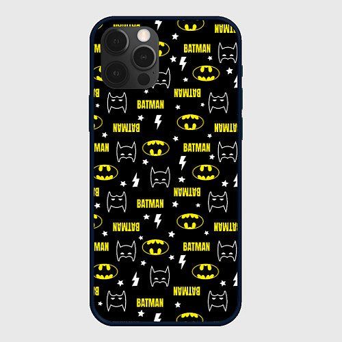 Чехол iPhone 12 Pro Бэтмен узор / 3D-Черный – фото 1