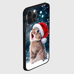 Чехол для iPhone 12 Pro Милый кролик - первый снег, цвет: 3D-черный — фото 2