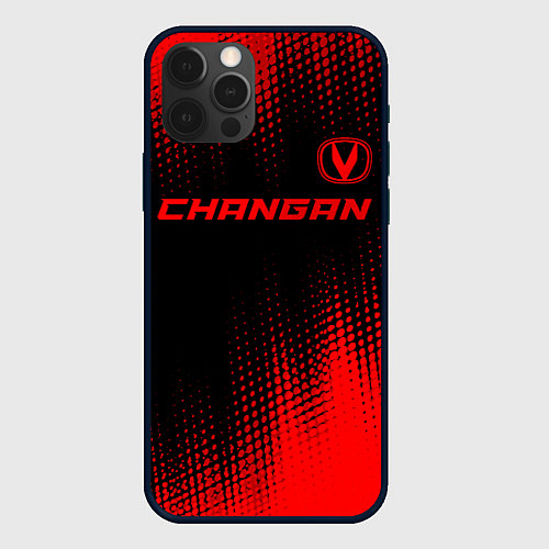 Чехол iPhone 12 Pro Changan - red gradient посередине / 3D-Черный – фото 1