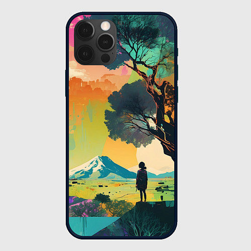Чехол iPhone 12 Pro На природе абстракция / 3D-Черный – фото 1