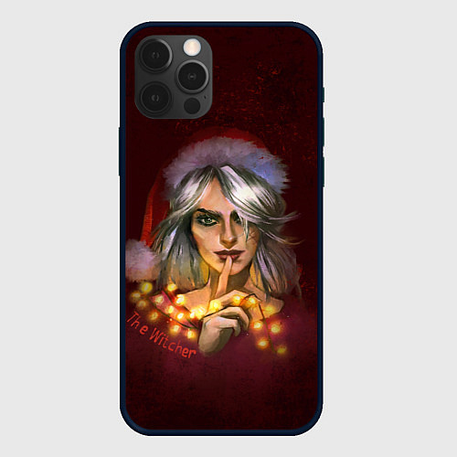 Чехол iPhone 12 Pro Цирилла в шапке - The Witcher new year / 3D-Черный – фото 1