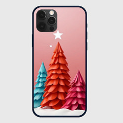 Чехол для iPhone 12 Pro Новогодние ели, цвет: 3D-черный