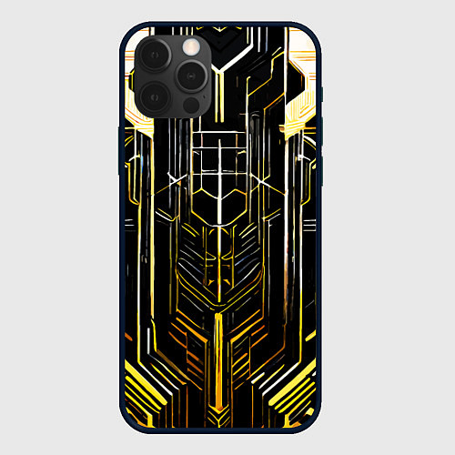 Чехол iPhone 12 Pro Gold lines on a black background / 3D-Черный – фото 1