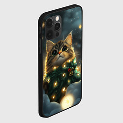 Чехол для iPhone 12 Pro Котенок в новогодней елке, цвет: 3D-черный — фото 2