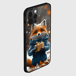 Чехол для iPhone 12 Pro Лиса с подарком в лесу, цвет: 3D-черный — фото 2