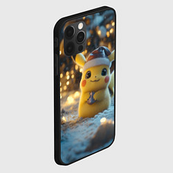 Чехол для iPhone 12 Pro Радостный новогодний Пикачу, цвет: 3D-черный — фото 2