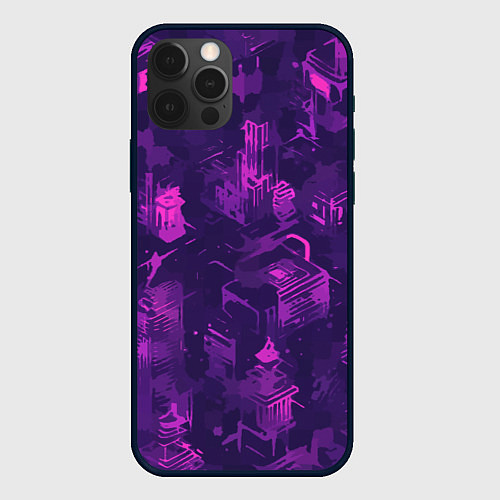 Чехол iPhone 12 Pro Неоновый городок / 3D-Черный – фото 1
