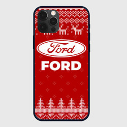 Чехол iPhone 12 Pro Новогодний Ford с оленями