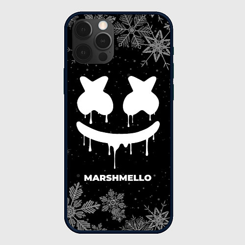 Чехол iPhone 12 Pro Снежный Marshmello / 3D-Черный – фото 1