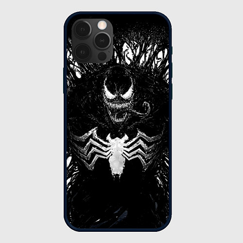 Чехол iPhone 12 Pro Venom in dark web / 3D-Черный – фото 1