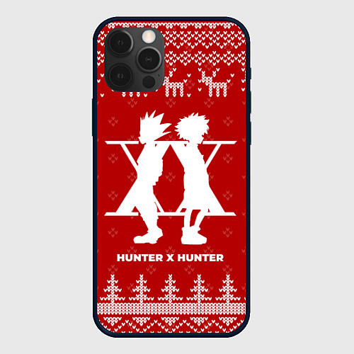 Чехол iPhone 12 Pro Новогодний Hunter x Hunter с оленями / 3D-Черный – фото 1