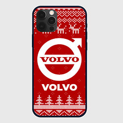 Чехол для iPhone 12 Pro Новогодний Volvo с оленями, цвет: 3D-черный