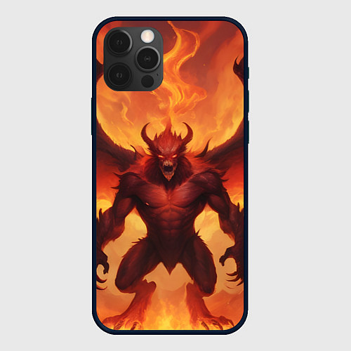 Чехол iPhone 12 Pro Огненный монстр / 3D-Черный – фото 1