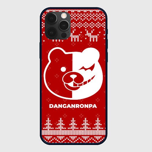 Чехол iPhone 12 Pro Новогодний Danganronpa с оленями / 3D-Черный – фото 1