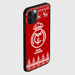 Чехол для iPhone 12 Pro Новогодний Real Madrid с оленями, цвет: 3D-черный — фото 2