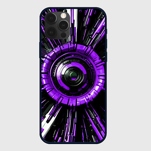 Чехол iPhone 12 Pro Чёрно-фиолетовая сфера киберпанк / 3D-Черный – фото 1