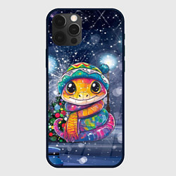 Чехол для iPhone 12 Pro Змея новогодняя ночь 2025, цвет: 3D-черный