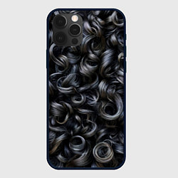 Чехол для iPhone 12 Pro Черные кудри, цвет: 3D-черный