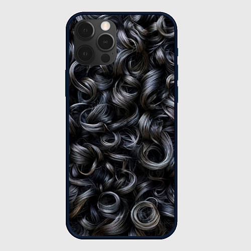 Чехол iPhone 12 Pro Черные кудри / 3D-Черный – фото 1