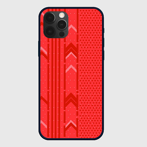 Чехол iPhone 12 Pro Закулисье красные обои / 3D-Черный – фото 1
