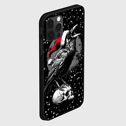 Чехол для iPhone 12 Pro Кричащий ворон в шапке Санты, цвет: 3D-черный — фото 2