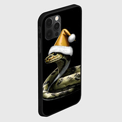 Чехол для iPhone 12 Pro Змея в шапке деда мороза, цвет: 3D-черный — фото 2
