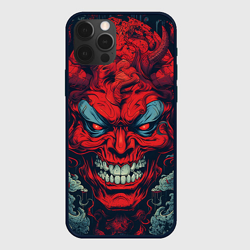 Чехол iPhone 12 Pro Red demon Oni / 3D-Черный – фото 1