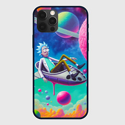 Чехол iPhone 12 Pro Рик в космической лодке - сюрреализм