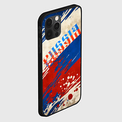Чехол для iPhone 12 Pro Надпись Россия на фоне цветов флага, цвет: 3D-черный — фото 2