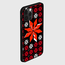 Чехол для iPhone 12 Pro Красно-белые звёзды на чёрном фоне, цвет: 3D-черный — фото 2