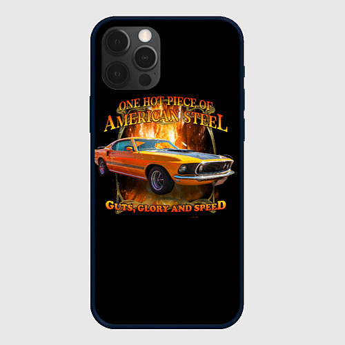 Чехол iPhone 12 Pro Автомобиль Ford Mustang / 3D-Черный – фото 1