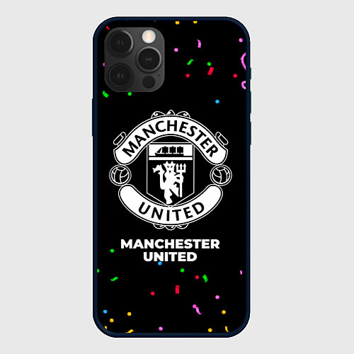 Чехол iPhone 12 Pro Manchester United конфети / 3D-Черный – фото 1