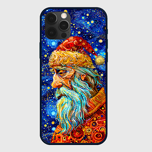 Чехол iPhone 12 Pro Santa Claus: pop-art-brut-nouveau pointillism / 3D-Черный – фото 1