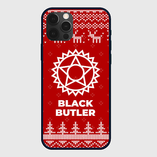 Чехол iPhone 12 Pro Новогодний Black Butler с оленями / 3D-Черный – фото 1