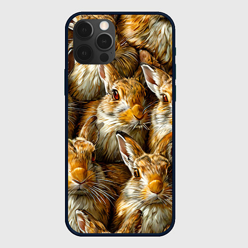 Чехол iPhone 12 Pro Зайцы / 3D-Черный – фото 1