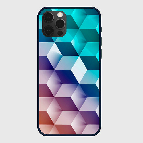 Чехол iPhone 12 Pro Объёмные разноцветные градиентные кубы / 3D-Черный – фото 1