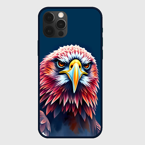 Чехол iPhone 12 Pro Яркий орел на синем фоне / 3D-Черный – фото 1