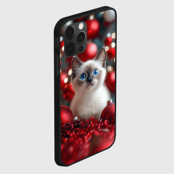 Чехол для iPhone 12 Pro Новогодняя пушистая сиамская кошка, цвет: 3D-черный — фото 2