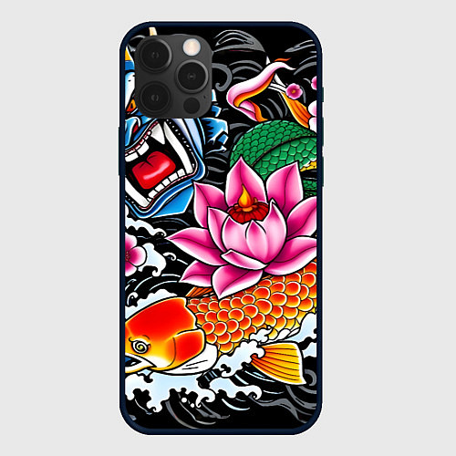 Чехол iPhone 12 Pro Иредзуми татуировка / 3D-Черный – фото 1