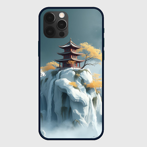 Чехол iPhone 12 Pro Японский снежный пейзаж / 3D-Черный – фото 1