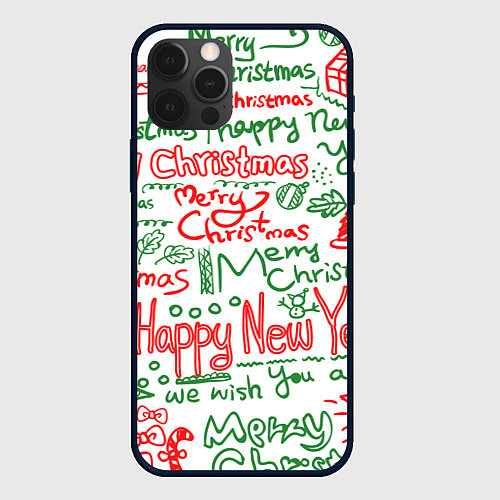 Чехол iPhone 12 Pro Новогодняя атмосфера merry christmas / 3D-Черный – фото 1