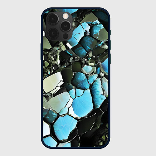 Чехол iPhone 12 Pro Чёрно-синий камень / 3D-Черный – фото 1