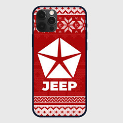 Чехол для iPhone 12 Pro Новогодний Jeep, цвет: 3D-черный