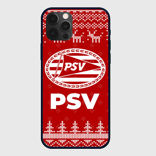 Чехол iPhone 12 Pro Новогодний PSV с оленями / 3D-Черный – фото 1