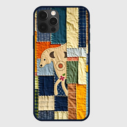 Чехол для iPhone 12 Pro Пэчворк с собакой, цвет: 3D-черный